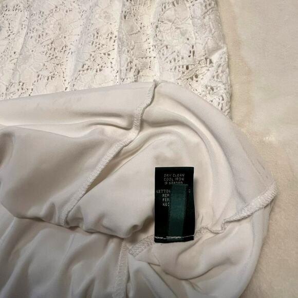 Ralph Lauren Spring Floral Crochet Dress Size 2 White Below Knee Midi Easter Pur - Picture 6 of 9